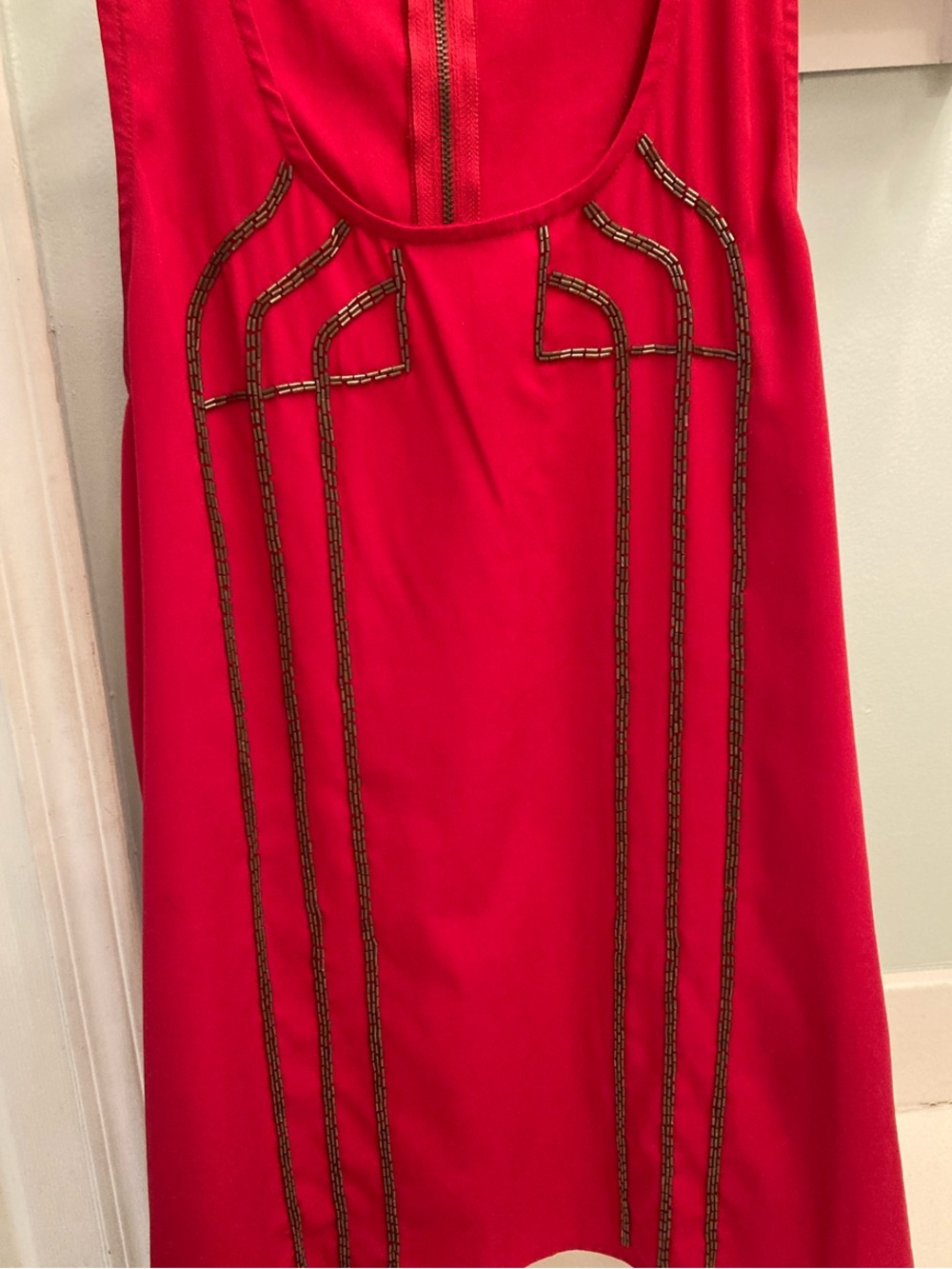 Rock & Republic Red Sleeveless Beaded Shift Dress